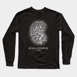 Kuala Lumpur City Map - Malaysia Cartography White Long Sleeve T-Shirt